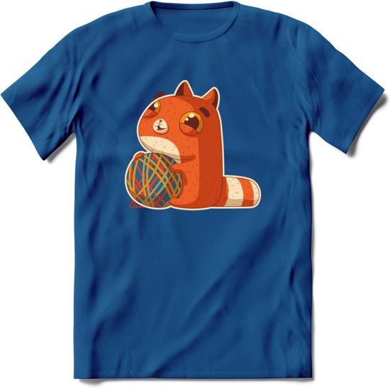 Kat en draad T-Shirt Grappig | Dieren katten Kleding Kado Heren / Dames | Animal Skateboard Cadeau shirt - Donker Blauw - M