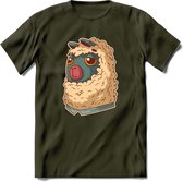 Casual lama T-Shirt Grappig | Dieren alpaca Kleding Kado Heren / Dames | Animal Skateboard Cadeau shirt - Leger Groen - M