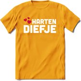 Harten Diefje - Valentijn T-Shirt | Grappig Valentijnsdag Cadeautje voor Hem en Haar | Dames - Heren - Unisex | Kleding Cadeau | - Geel - 3XL