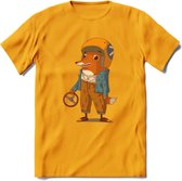 Casual race vos T-Shirt Grappig | Dieren honden Kleding Kado Heren / Dames | Animal Skateboard Cadeau shirt - Geel - XXL