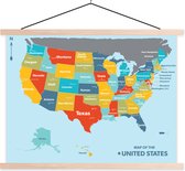 Affiche scolaire - Carte de l' Amérique en couleurs - 60x45 cm - Lattes vierges