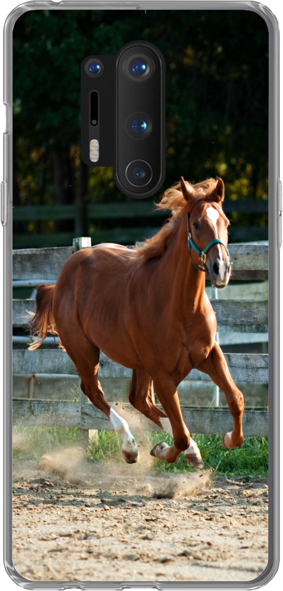 Telefoonhoesje Geschikt voor OnePlus 8 Pro hoesje - Paard - Licht - Zand - Siliconen Telefoonhoesje Telefoonhoesje
