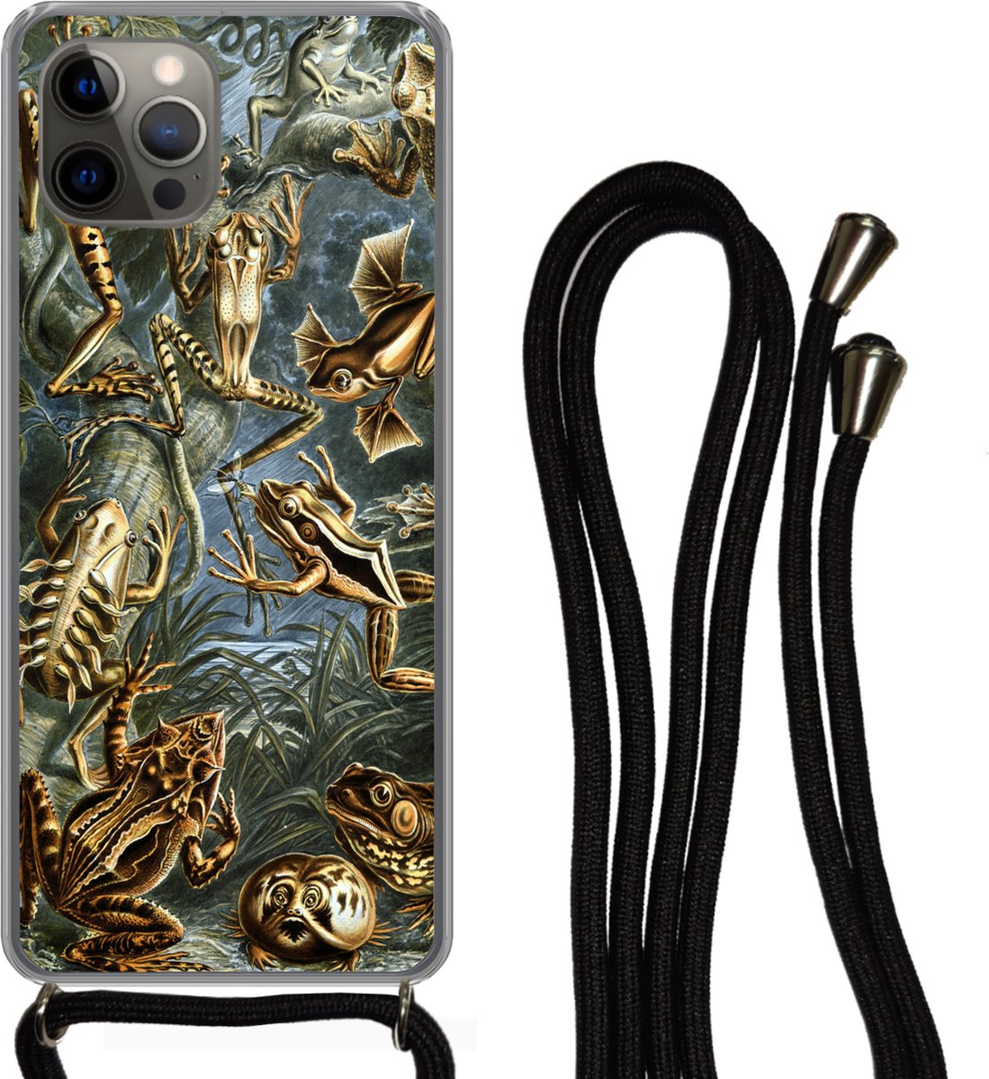 Telefoonkoord - Telefoonketting - Telefoonhoesje Geschikt voor iPhone 12 pro crossbody - Batrachia - Haeckel - Oude meesters - Siliconen - Crossbody - Telefoonhoesje met koord Telefoonhoesje