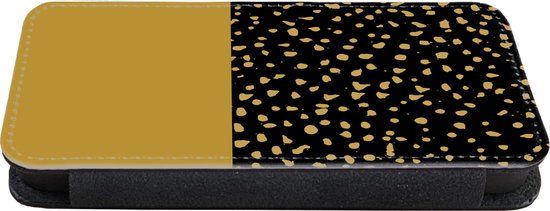 Bookcase pour téléphone iPhone 8 Bookcase - Pois - Jaune ocre - Zwart - Avec compartiments - Étui portefeuille avec fermeture magnétique
