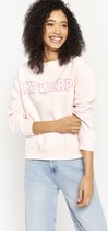 LOLALIZA Trui met opschrift - Licht Roze - Maat L