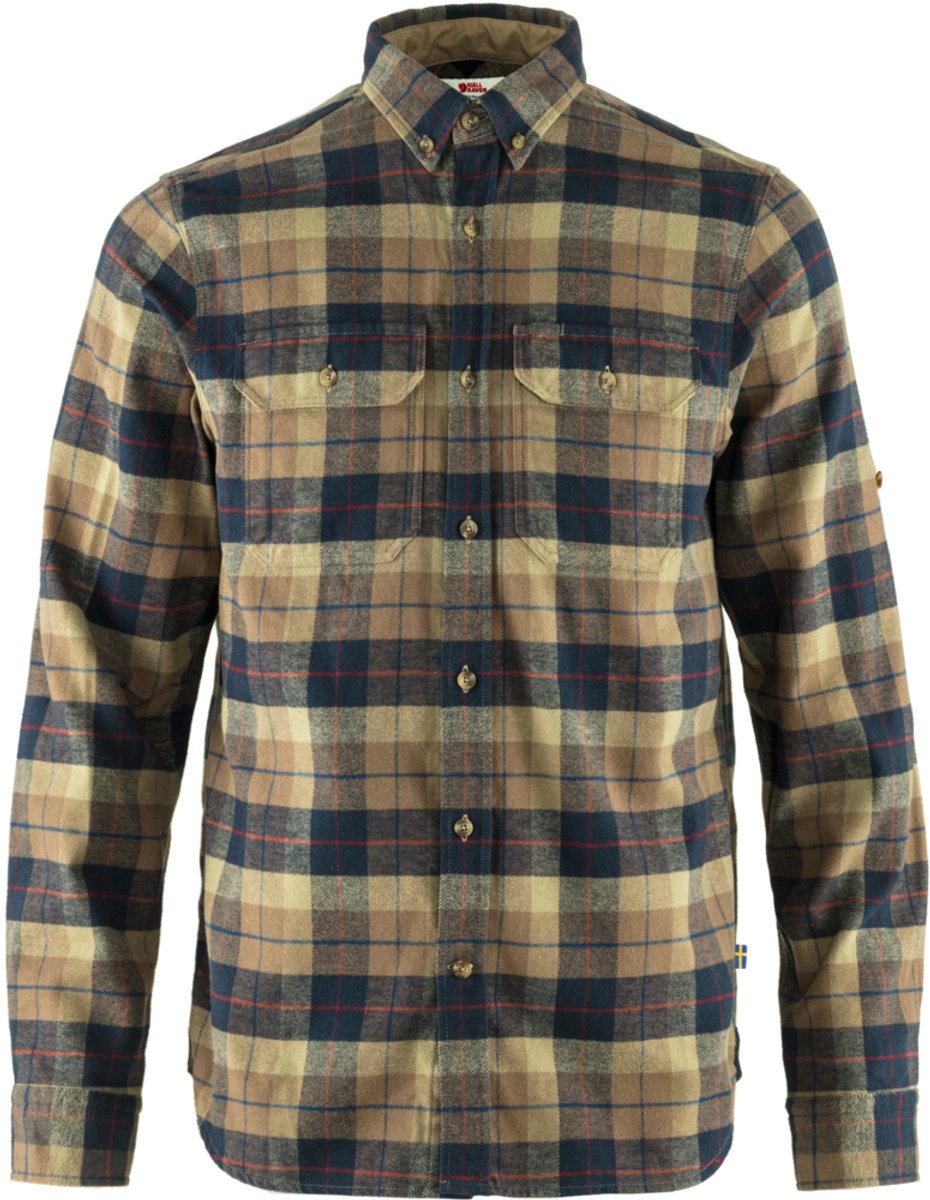 Fjallraven Singi Heavy Flannel Shirt herenblouse lange mouw Dark Sand