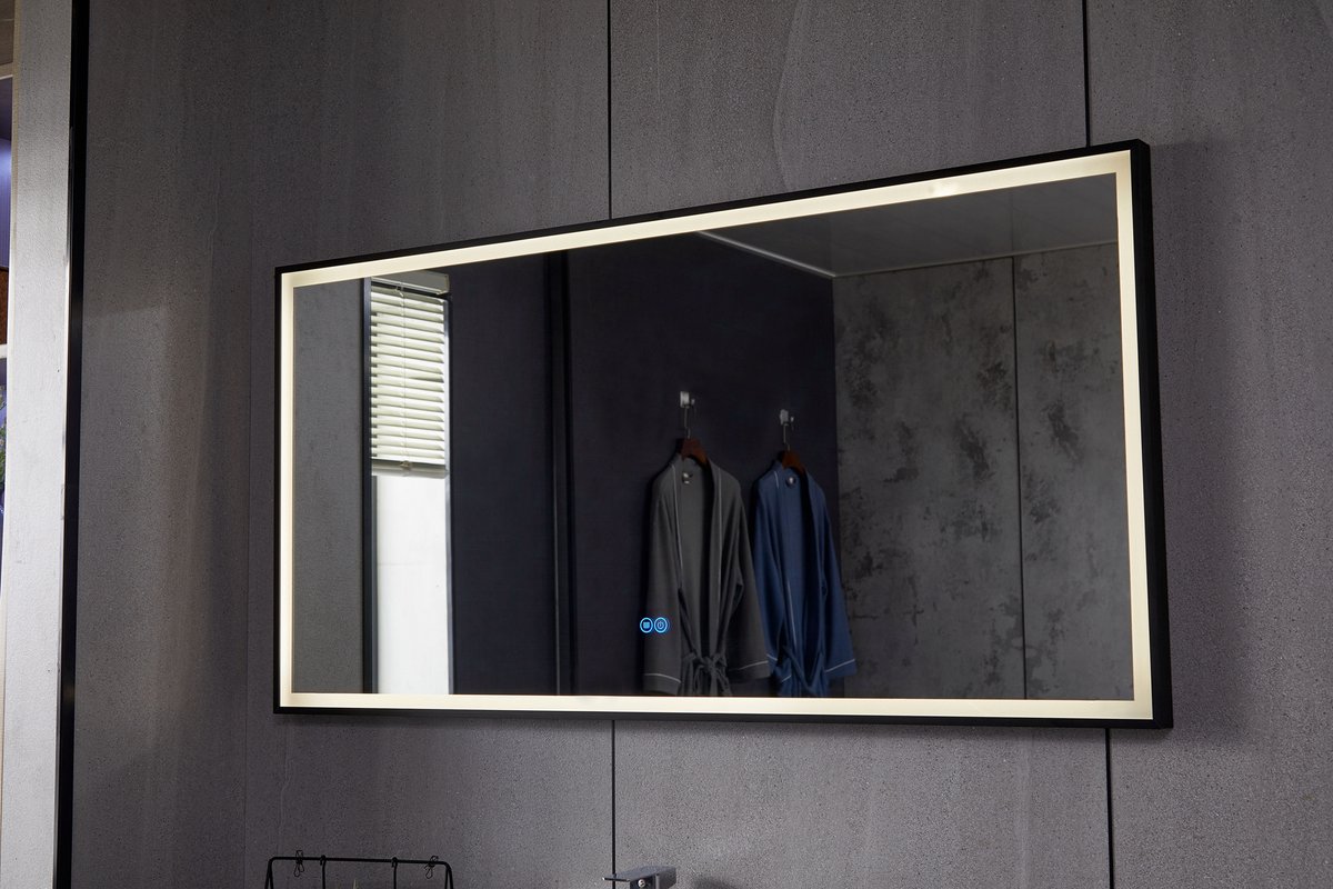 Miroir LED et anti-buée, 60x80 cm, Squared black