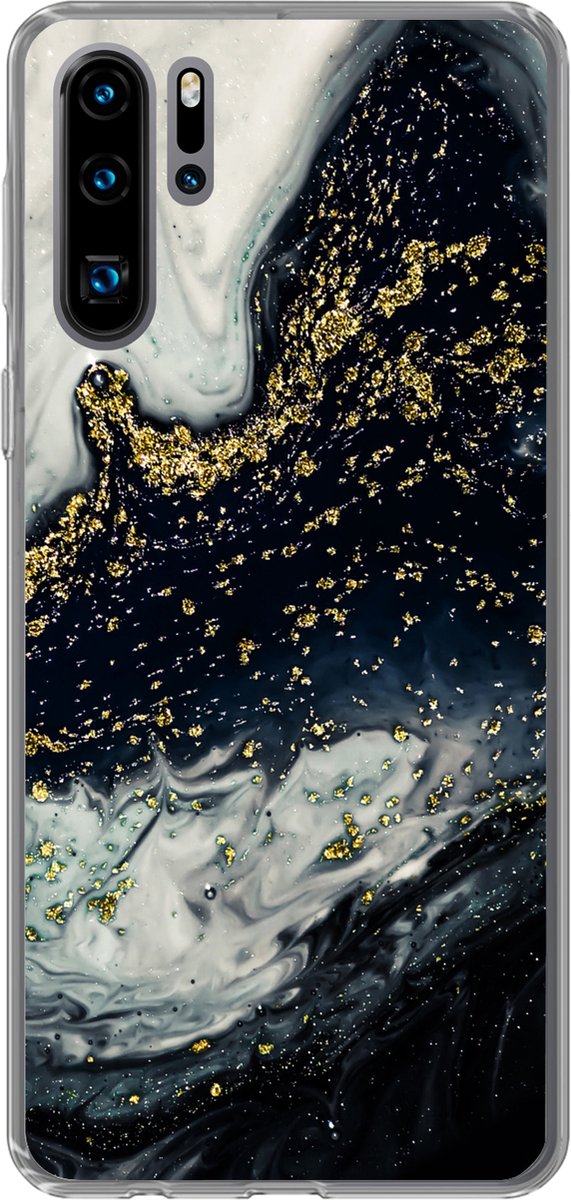 Telefoonhoesje Geschikt voor Huawei P30 Pro hoesje - Marmer print - Natuursteen - Goud - Siliconen Telefoonhoesje Telefoonhoesje