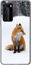 Telefoonhoesje Geschikt voor Huawei P40 Pro hoesje - Vos - Sneeuw - Winter - Siliconen Telefoonhoesje