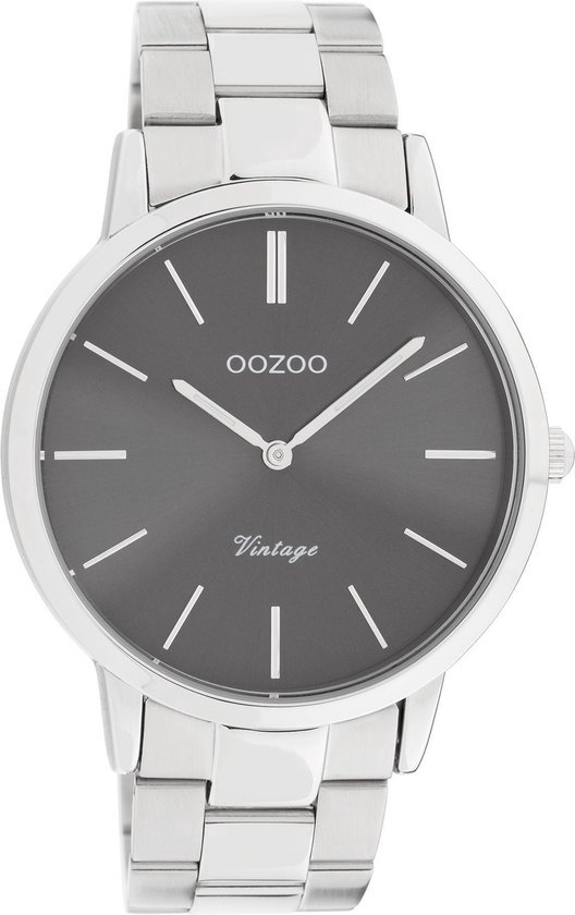 OOZOO Vintage series - zilverkleurige horloge met zilverkleurige roestvrijstalen armband - C20021 - Ø42