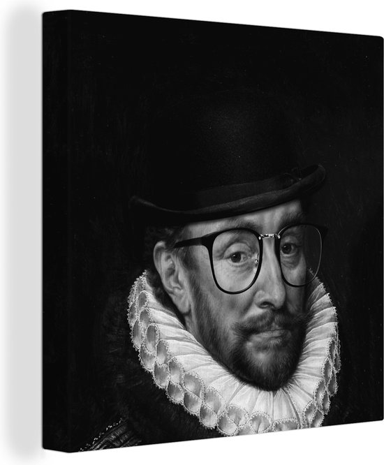 Canvas Schilderij Portret van Willem I - Adriaen Thomasz - Zwart - Wit - 50x50 cm - Wanddecoratie