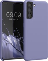 kwmobile telefoonhoesje voor Samsung Galaxy S21 - Hoesje met siliconen coating - Smartphone case in lavendelgrijs mat