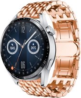 Stalen Smartwatch bandje - Geschikt voor  Huawei Watch GT 3 46mm stalen draak band - rosé goud - 46mm - Strap-it Horlogeband / Polsband / Armband