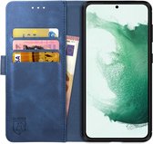 Rosso Element Book Case Wallet Hoesje Geschikt voor Samsung Galaxy S22 Plus | Portemonnee | 3 Pasjes | Magneetsluiting | Stand Functie | Blauw