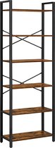 VASAGLE LLS60BX Boekenkast met 4 niveaus, stalen frame, hoogte 120 cm, voor woonkamer, kantoor, werkkamer en hal, industrieel design, vintage bruin-zwart