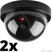 ESTARK® Dummy Camera - 2 STUKS - Beveiliging buiten en binnen - Beveiligingscamera - Met LED indicator - Nep camera - Dummy Bewakingscamera 35W - Rond - Zwart - Camera (2)