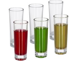 borrelglaasjes - glas - set van 6 - dikke bodem - 6 cl - vaatwasserbestendig - transparant
