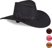 Relaxdays 1x cowboyhoed - carnaval accessoire - western hoed - country hoed - zwart