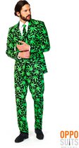 OppoSuits | Cannaboss | Mannen Kostuum | Zwart / Groen | Carnaval | Maat 46