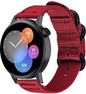 Strap-it Nylon gesp smartwatch bandje - geschikt voor Huawei Watch GT 2 42mm / GT 3 42mm / GT 3 Pro 43mm - rood