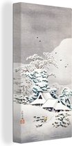 Canvas Schilderij Schilderij - Japan - Sneeuw - 40x80 cm - Wanddecoratie