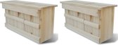 vidaXL Mussenhuizen 2 st 44x15,5x21,5 cm hout
