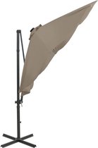 Zweefparasol met paal en LED-verlichting 300 cm taupe