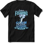 Fishing - Vissen T-Shirt | Grappig Verjaardag Vis Hobby Cadeau Shirt | Dames - Heren - Unisex | Tshirt Hengelsport Kleding Kado - Zwart - L
