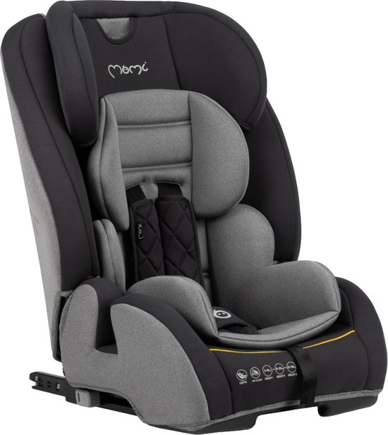 MoMi autostoel Bahari met isoFix Black-Yellow (9-36kg) | bol.com