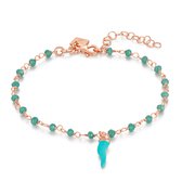 Twice As Nice Armband in rosé zilver, turquoise steentjes, turquoise chili  16 cm+3 cm
