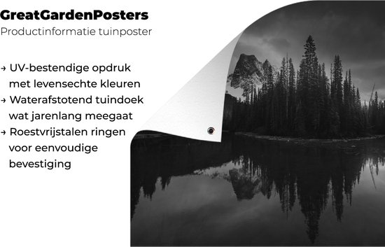 Affiche jardin - Toile jardin - Posters de jardin extérieur - Arbres le long des montagnes - couché noir et blanc - 120x80 cm - Jardin