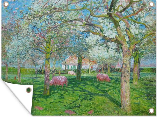 Tuin decoratie De boomgaard in het voorjaar - Schilderij van Emile Claus - 40x30 cm - Tuindoek - Buitenposter
