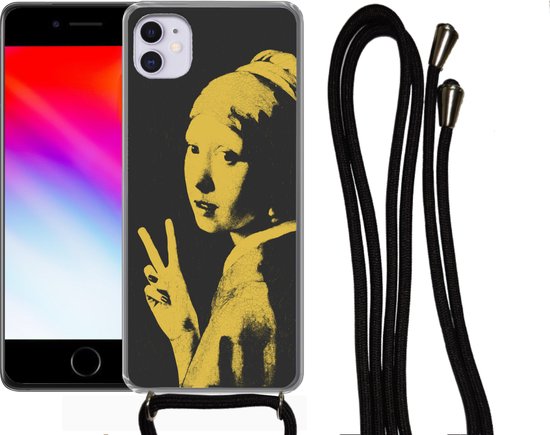 Coque avec cordon iPhone 11 - Vermeer - Art - Jaune - Siliconen - Bandoulière - Coque arrière avec cordon - Coque pour téléphone avec cordon - Coque avec corde