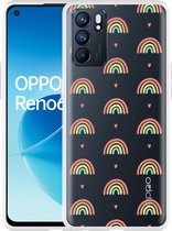 Oppo Reno6 5G Hoesje Regenboog Patroon - Designed by Cazy