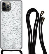 Coque avec cordon iPhone 13 Pro - Pois - Marbre - Wit - Siliconen - Bandoulière - Coque arrière avec cordon - Coque pour téléphone avec cordon - Coque avec corde