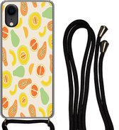 Hoesje met koord Geschikt voor iPhone XR - Fruit - Patronen - Meloen - Siliconen - Crossbody - Backcover met Koord - Telefoonhoesje met koord - Hoesje met touw