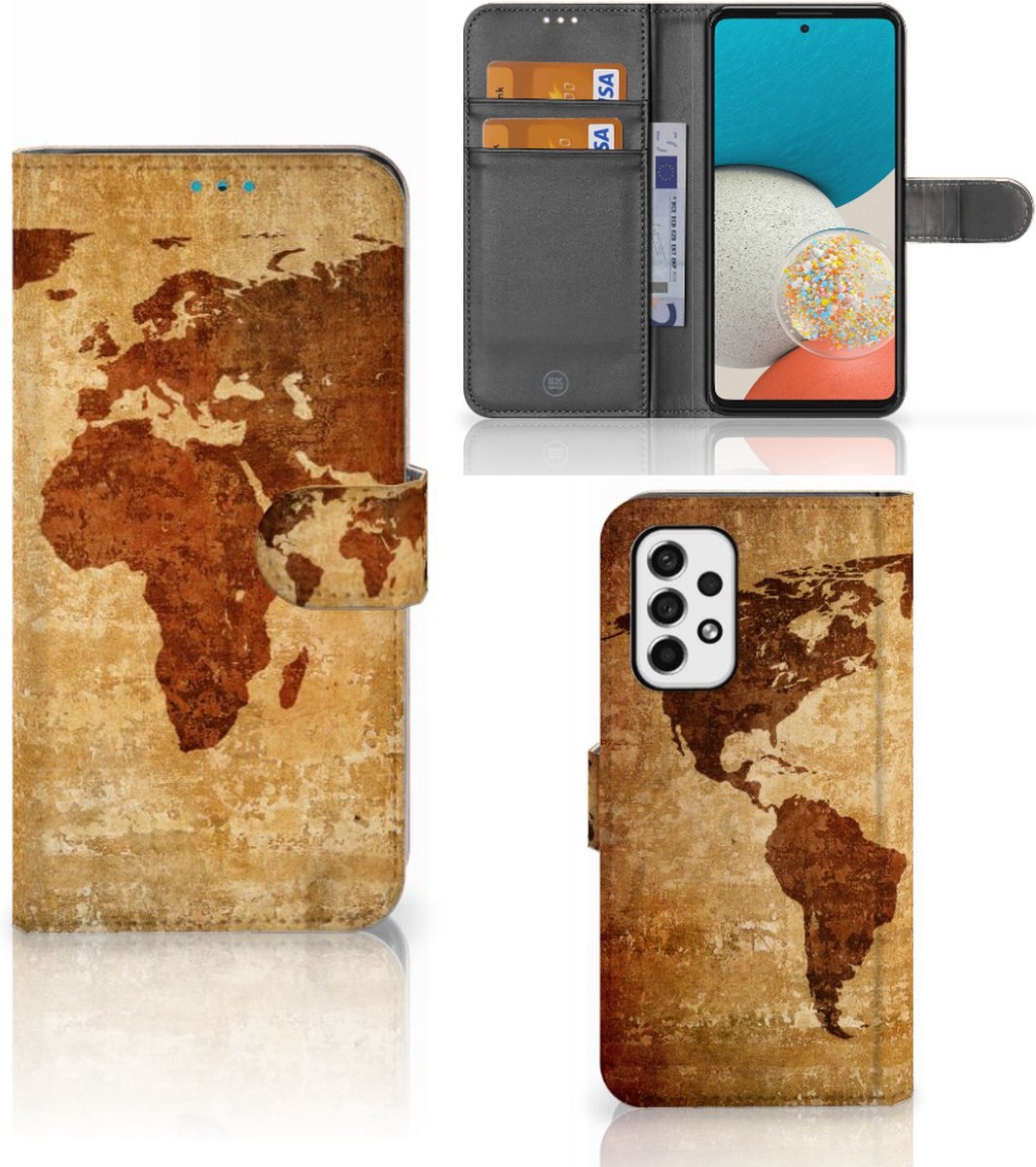 Samsung Galaxy A53 Flip Cover Wereldkaart