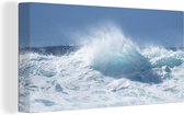 Canvas Schilderij Blauwe golven bij de Canarische eilanden - 80x40 cm - Wanddecoratie