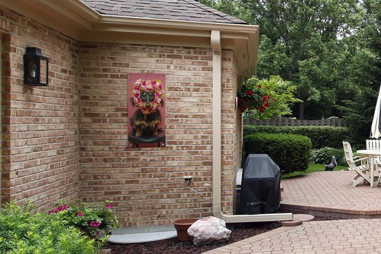 Poster de jardin Animal - Fleurs - Chien - 40x80 cm