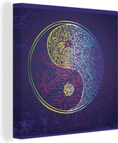 Tableau sur toile Une illustration d'un logo Yin et Yang de couleur bleu foncé - 50x50 cm - Décoration murale