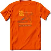AV-8B Vliegtuig T-Shirt | Unisex leger Kleding | Dames - Heren Straaljager shirt | Army F16 | Grappig bouwpakket Cadeau | - Oranje - L