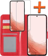 Samsung Galaxy S22 Case Bookcase With Screen Protector - Samsung Galaxy S22 Screen Protector - Samsung Galaxy S22 Book Case With Screen Protector - Rouge