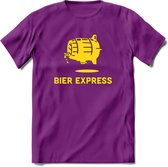 Bier Express T-Shirt | Unisex Kleding | Dames - Heren Feest shirt | Drank | Grappig Verjaardag Cadeau tekst | - Paars - XXL