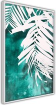 White Palm on Teal Background.