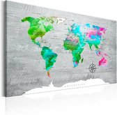 Schilderij - World Map: Green Paradise.