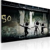 Schilderij - TV heads dance (Banksy).