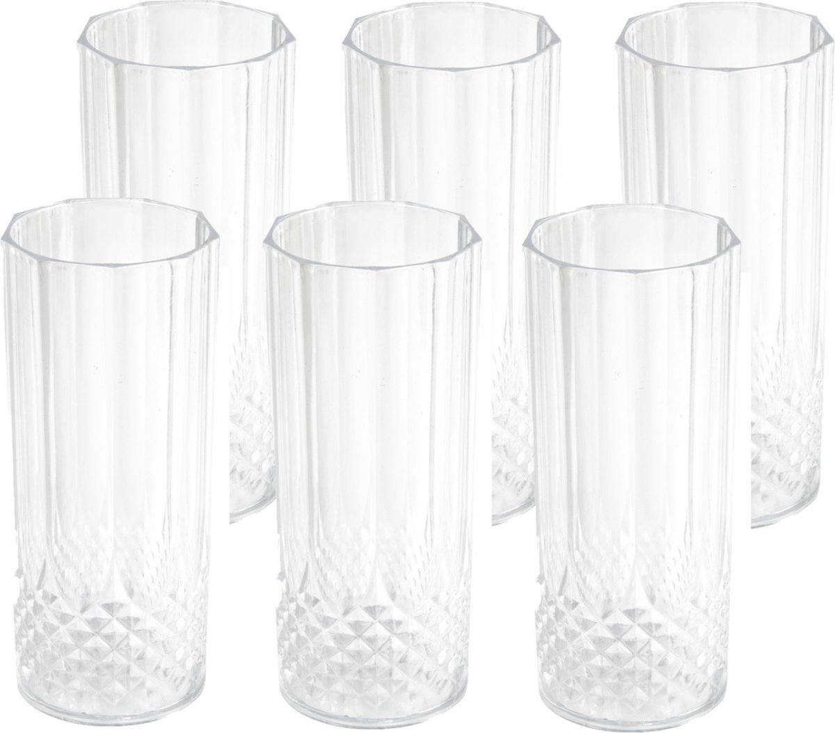 Drinkglazen - 12x stuks - kunststof - 400 ml - kristaleffect - vaatwasmachine bestendig