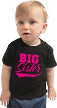 Big sister cadeau t-shirt zwart voor babys / meisjes - Grote zus shirt - aankondiging zwangerschap 74 (5-9 maanden)