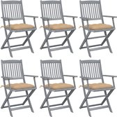Decoways - Tuinstoelen 6 stuks inklapbaar met kussens massief acaciahout