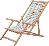 Decoways - Strandstoel inklapbaar stof en houten frame meerkleurig
